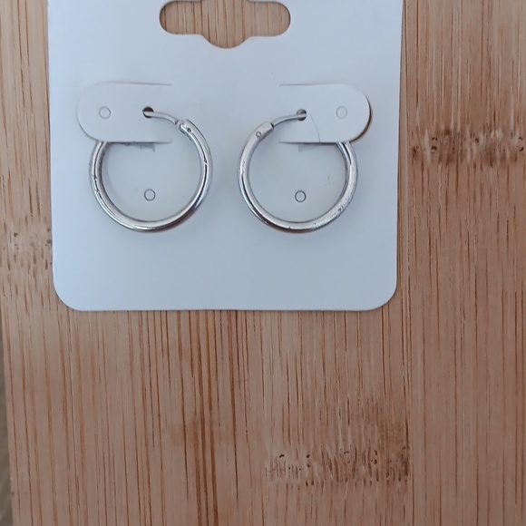 Silver Tone Hoop Earrings - Picture 6 of 6